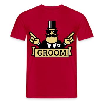 Pointing Groom (Stag Night / Bachelor Party / 3C) - Men's T-Shirt - red - Front - AI Model Male 178 dark (178cm)