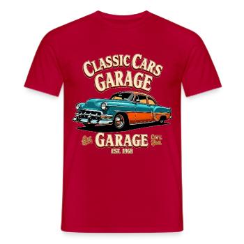 Klassische Autos Garage Druck - Männer T-Shirt - Rot - Vorne - AI Model Male 178 dark (178cm)