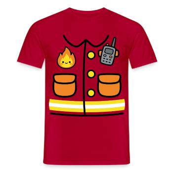 Fire Brigade Costume Carnival Carnival Outfit - Men's T-Shirt - red - Front - AI Model Male 178 dark (178cm)