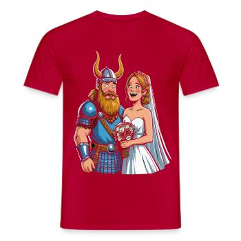 Wikinger Viking Legende Seemann Odin Rabe Hochzeit - Männer T-Shirt - Rot - Vorne - AI Model Male 178 dark (178cm)
