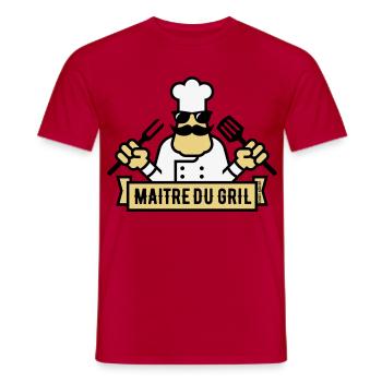 Maître Du Gril (Griller / Barbecue / BBQ / 3C) - T-shirt homme - rouge - Devant - AI Model Male 178 dark (178cm)
