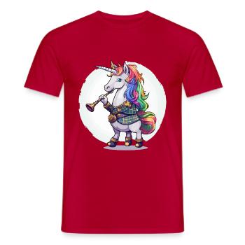 Buntes Einhorn mit Trompete - Männer T-Shirt - Rot - Vorne - AI Model Male 178 dark (178cm)