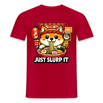 Kawaii Shiba Ramen Spaß - Männer T-Shirt - Rot - Vorne - AI Model Male 178 dark (178cm)