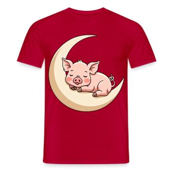 Mondschlaf Schweinchen - Männer T-Shirt - Rot - Vorne - AI Model Male 178 dark (178cm)