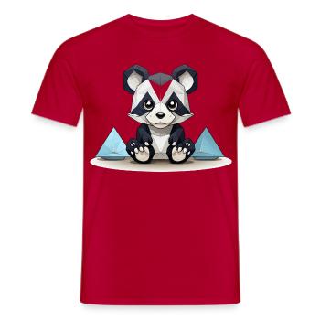 Low-Poly Panda am Eisgebirge - Men's T-Shirt - red - Front - AI Model Male 178 dark (178cm)