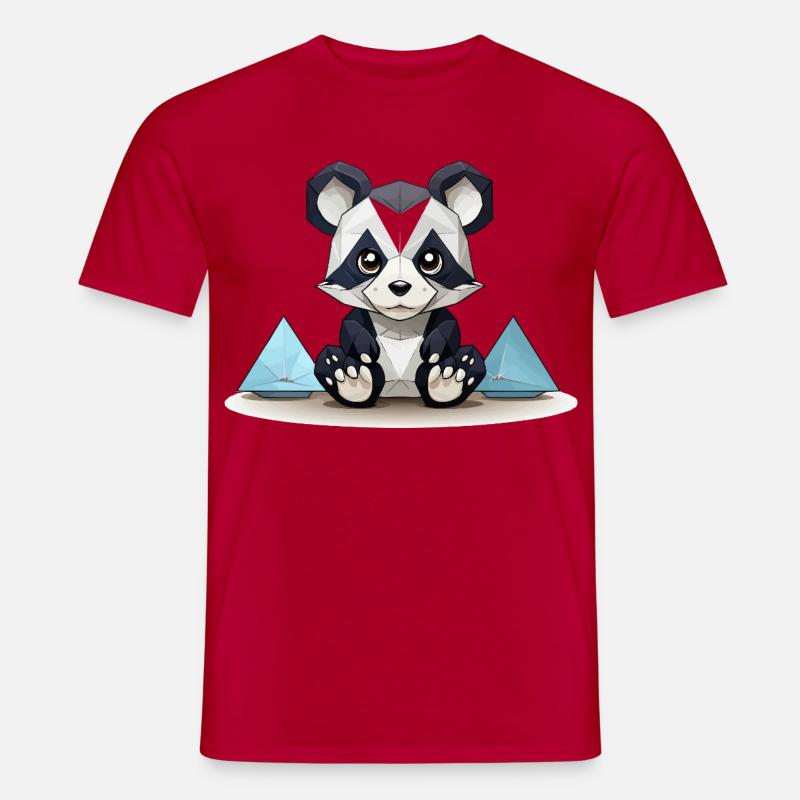 Low-Poly Panda am Eisgebirge - Männer T-Shirt - Rot