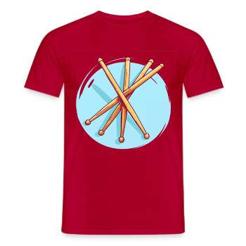 Drumsticks Zeichnung - Männer T-Shirt - Rot - Vorne - AI Model Male 178 dark (178cm)