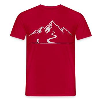Randonnée Montagnes Randonnée Randonneurs Nature en plein air Forêt - T-shirt homme - rouge - Devant - AI Model Male 178 dark (178cm)