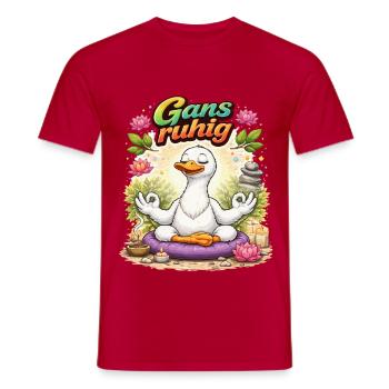 Goose Calm – Relaxation par la méditation - T-shirt homme - rouge - Devant - AI Model Male 178 dark (178cm)