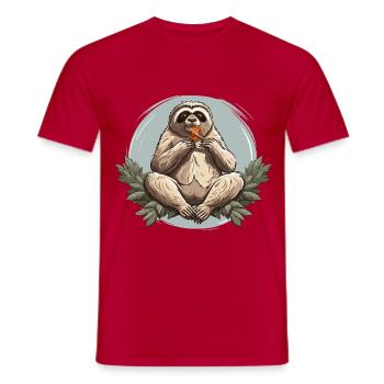 Sloth Snack Zen - Men's T-Shirt - red - Front - AI Model Male 178 dark (178cm)
