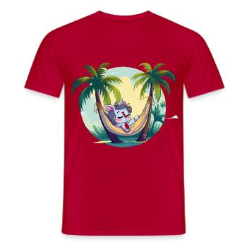 Sleeping unicorn in palm tree paradise - Men's T-Shirt - red - Front - AI Model Male 178 dark (178cm)