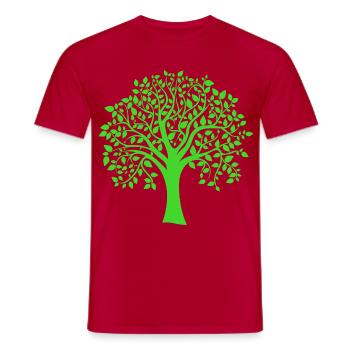 Silhouette à motif d’arbre jumbo vert - T-shirt homme - rouge - Devant - AI Model Male 178 dark (178cm)