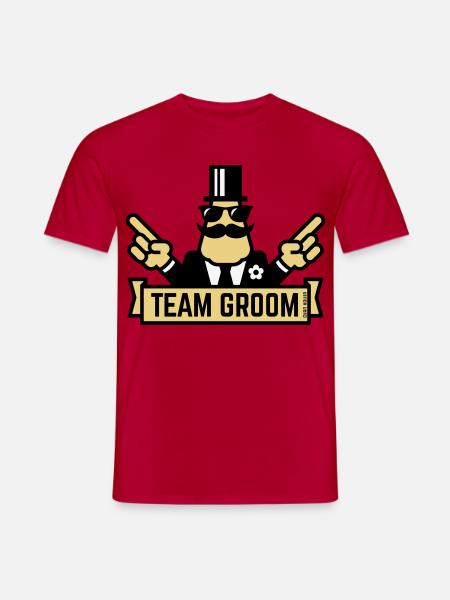 Team Groom (Pointing Stag Night Bachelor Party 3C) - Men's T-Shirt - red