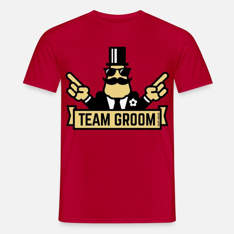 Team Groom (Pointing Stag Night Bachelor Party 3C) - Men’s T-shirt - red