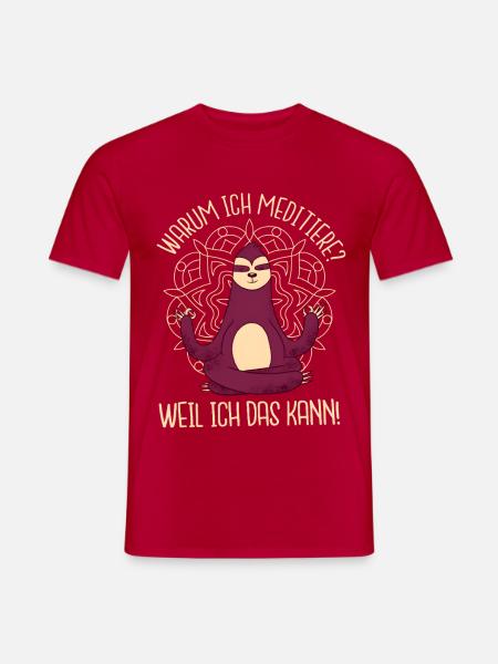 Meditierendes Faultier Yoga Spruch Meditation - Männer T-Shirt - Rot