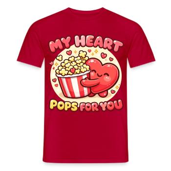 Süße Popcorn Herzen Valentinstag - Männer T-Shirt - Rot - Vorne - AI Model Male 178 dark (178cm)