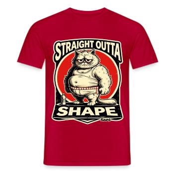 Out of shape without fitness - fat cat - Men's T-Shirt - red - Front - AI Model Male 178 dark (178cm)