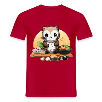 Otter Sushi Fest - Men's T-Shirt - red - Front - AI Model Male 178 dark (178cm)