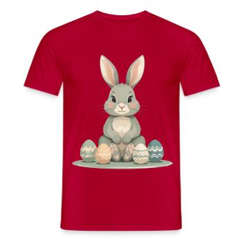 Pastel Bunny Easter Eggs - Men's T-Shirt - red - Front - AI Model Male 178 dark (178cm)