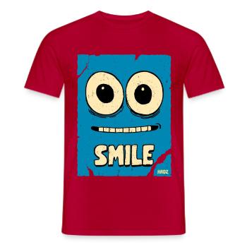 Laughing Blue Cartoon Face - Men's T-Shirt - red - Front - AI Model Male 178 dark (178cm)
