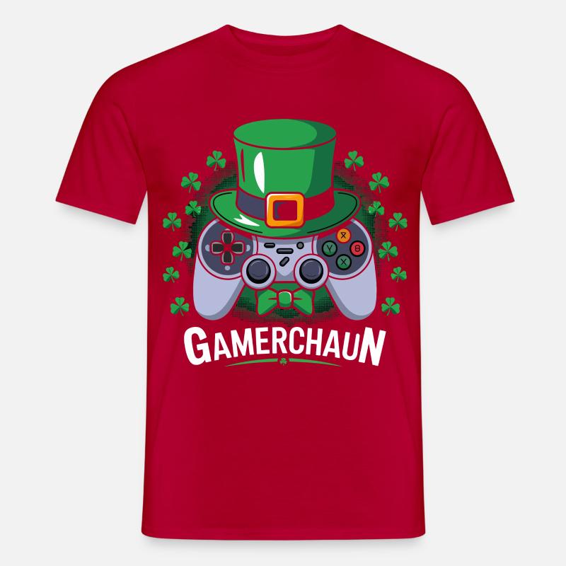 GameChaun Leprechaun Controller Motiv - Männer T-Shirt - Rot