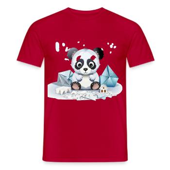 Panda câlin dans le trésor de glace - T-shirt homme - rouge - Devant - AI Model Male 178 dark (178cm)