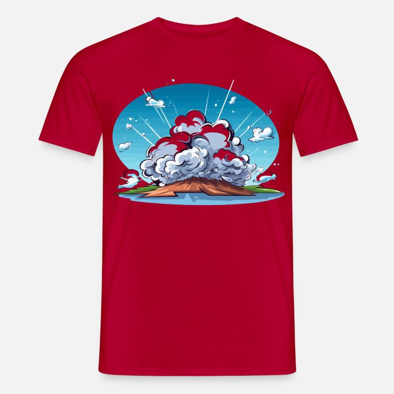Comic Explosion im Landschaftspanorama - Männer T-Shirt - Rot