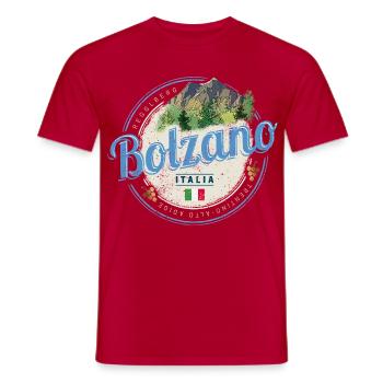 Bolzano, Trentin, Tyrol du Sud, Italie, souvenir vintage - T-shirt homme - rouge - Devant - AI Model Male 178 dark (178cm)