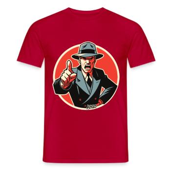Retro Noir Mobster dapper dude Pointing - Men's T-Shirt - red - Front - AI Model Male 178 dark (178cm)
