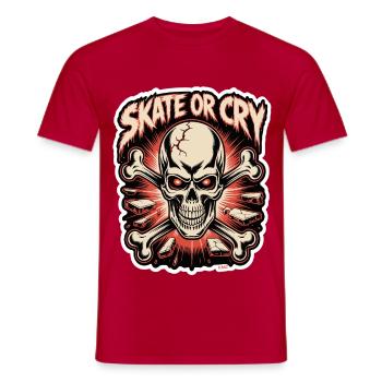 Skate- oder Cry-Skull-Tee-Design - Männer T-Shirt - Rot - Vorne - AI Model Male 178 dark (178cm)