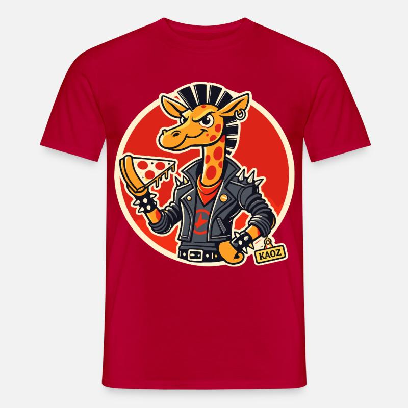 Giraffe-Punk-Pizzareiter - Männer T-Shirt - Rot