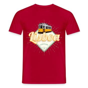 Lissabon Portugal mit Retro Tram Vintage Souvenir - Männer T-Shirt - Rot - Vorne - AI Model Male 178 dark (178cm)