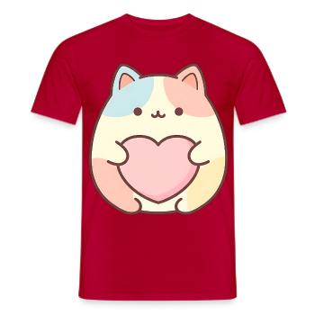 Motif de cœur de chat Kawaii Design de chat mignon - T-shirt homme - rouge - Devant - AI Model Male 178 dark (178cm)