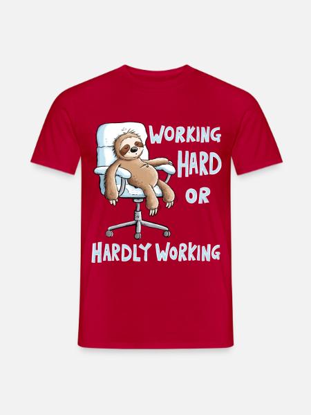 Working Hard Faultier Büro Arbeit - Männer T-Shirt - Rot