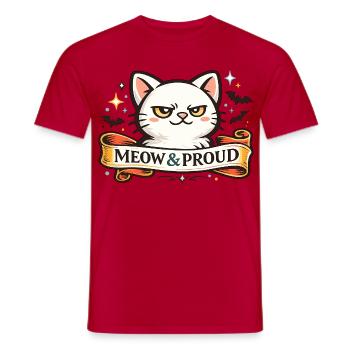 Meow & Proud cat in Halloween tattoo style - Men's T-Shirt - red - Front - AI Model Male 178 dark (178cm)