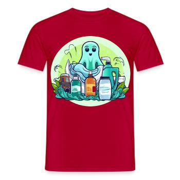 Green Cleaning Spirit Cartoon - Men's T-Shirt - red - Front - AI Model Male 178 dark (178cm)