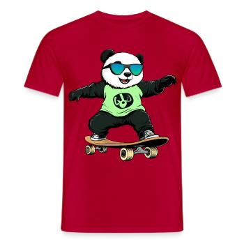 Panda Skateboard - Men's T-Shirt - red - Front - AI Model Male 178 dark (178cm)
