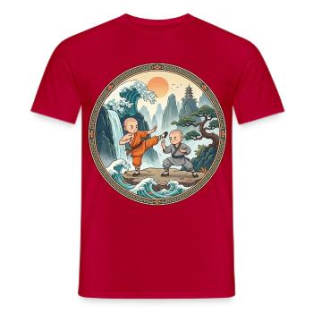 Kung Fu Kämpfer - Männer T-Shirt - Rot - Vorne - AI Model Male 178 dark (178cm)