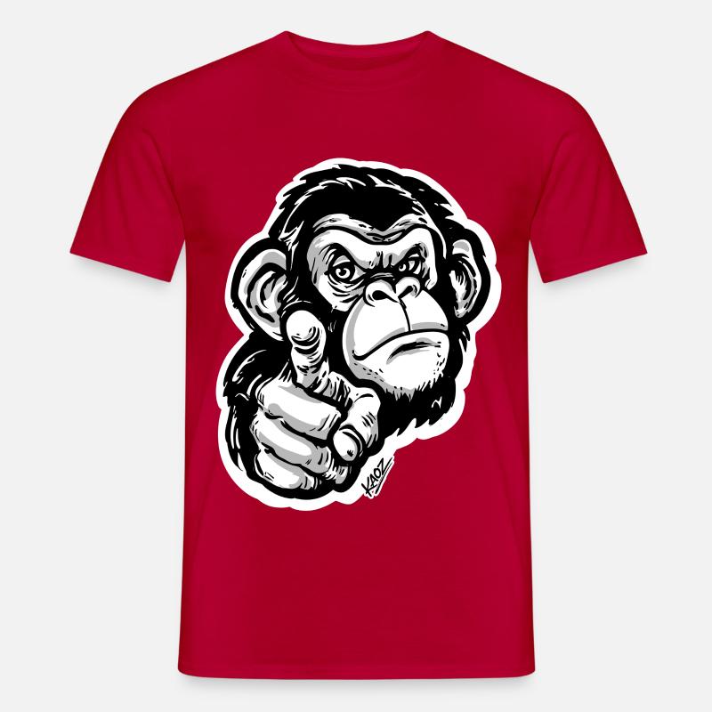 Monochrome Monkey Pointing - Men's T-Shirt - red