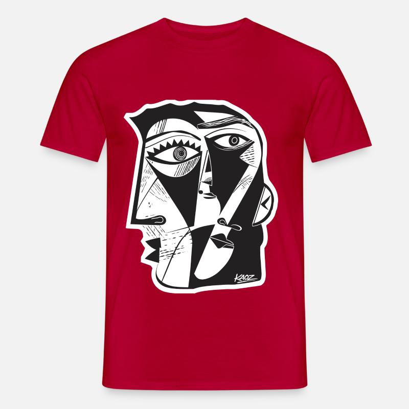 Cubist Face Linework - Men's T-Shirt - red