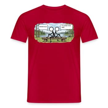 Savo Guys Duo 7 Lakescape Bankdiskussion - Männer T-Shirt - Rot - Vorne - AI Model Male 178 dark (178cm)