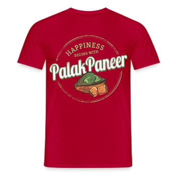 Design rétro du plat vintage aux épinards de Palak Paneer - T-shirt homme - rouge - Devant - AI Model Male 178 dark (178cm)