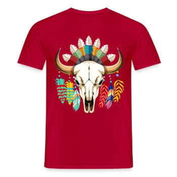 Art amérindien de Buffalo Skull - T-shirt homme - rouge - Devant - AI Model Male 178 dark (178cm)