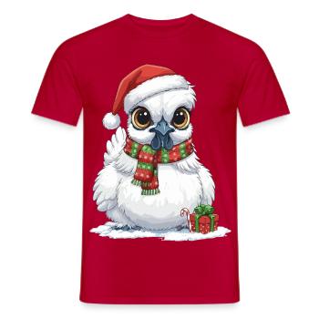 Poulet de soie drôle - Chapeau de Père Noël et... - T-shirt homme - rouge - Devant - AI Model Male 178 dark (178cm)