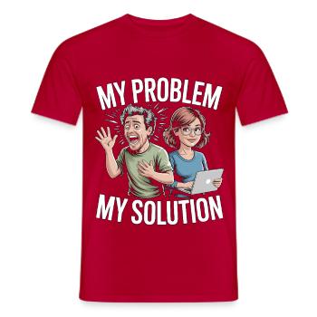 Graphiste : mon problème, ma maman pictogramme, papa. - T-shirt homme - rouge - Devant - AI Model Male 178 dark (178cm)
