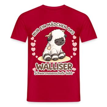 Nur Ein Mädchen Walliser Schwarznasenschafe Liebt - Männer T-Shirt - Rot - Vorne - AI Model Male 178 dark (178cm)