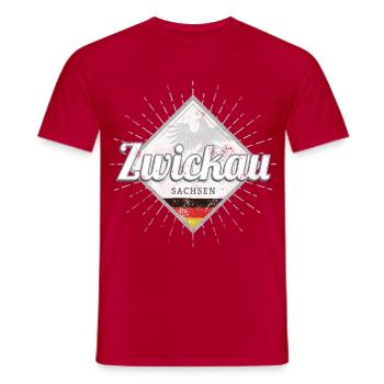 Zwickau Stadt in Deutschland Sachsen Souvenir - Männer T-Shirt - Rot - Vorne - AI Model Male 178 dark (178cm)