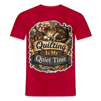 Quilting Is My Quiet Time Katze - Männer T-Shirt - Rot - Vorne - AI Model Male 178 dark (178cm)