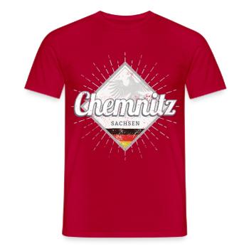 Chemnitz Stadt in Deutschland Sachsen Souvenir - Männer T-Shirt - Rot - Vorne - AI Model Male 178 dark (178cm)