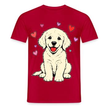Golden_Retriever_Welpen_sitzend_Herz_beige - Männer T-Shirt - Rot - Vorne - AI Model Male 178 dark (178cm)